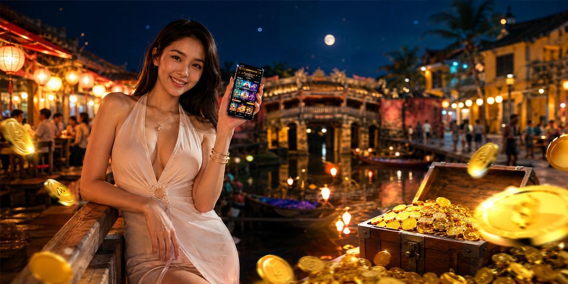 Nhóm bạn xem kèo esports tại chợ đêm Hội An