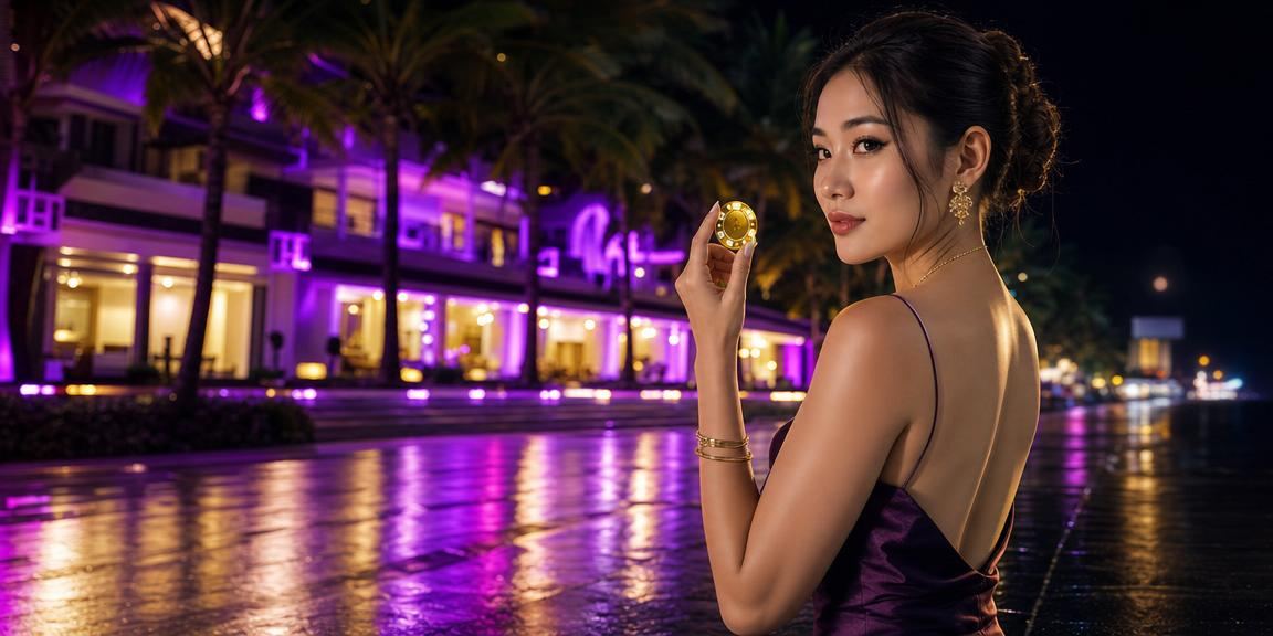 Ánh đèn neon sân cá cược thể thao về đêm tại Phú Quốc