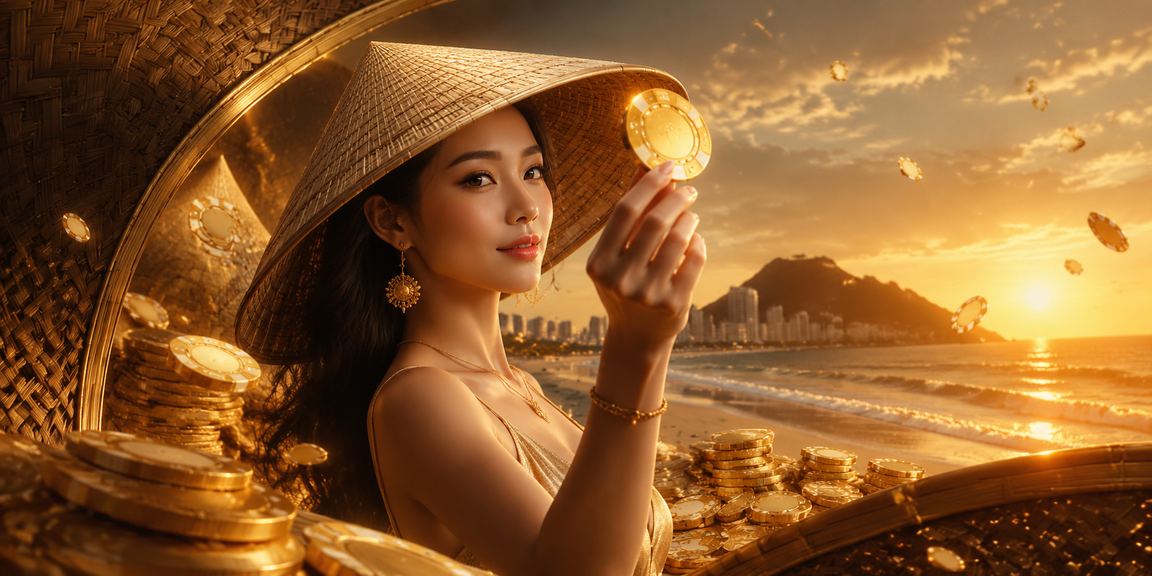 Không gian casino và cá cược tại Vũng Tàu với hình ảnh nón lá truyền thống